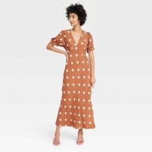 NWOT Target/New Day brown polka dot maxi dress